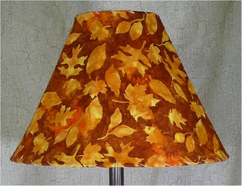Fall Leaves batik fabric lampshade