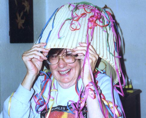 lampshade on her head