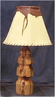 Chamois Overlay shade on turned aspen lamp